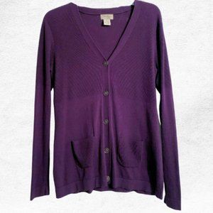 Boutique Essentials Solid Purple Cardigan